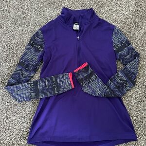 Nike Purple Long Sleeve Top Half Zip with Black and Pink Accents